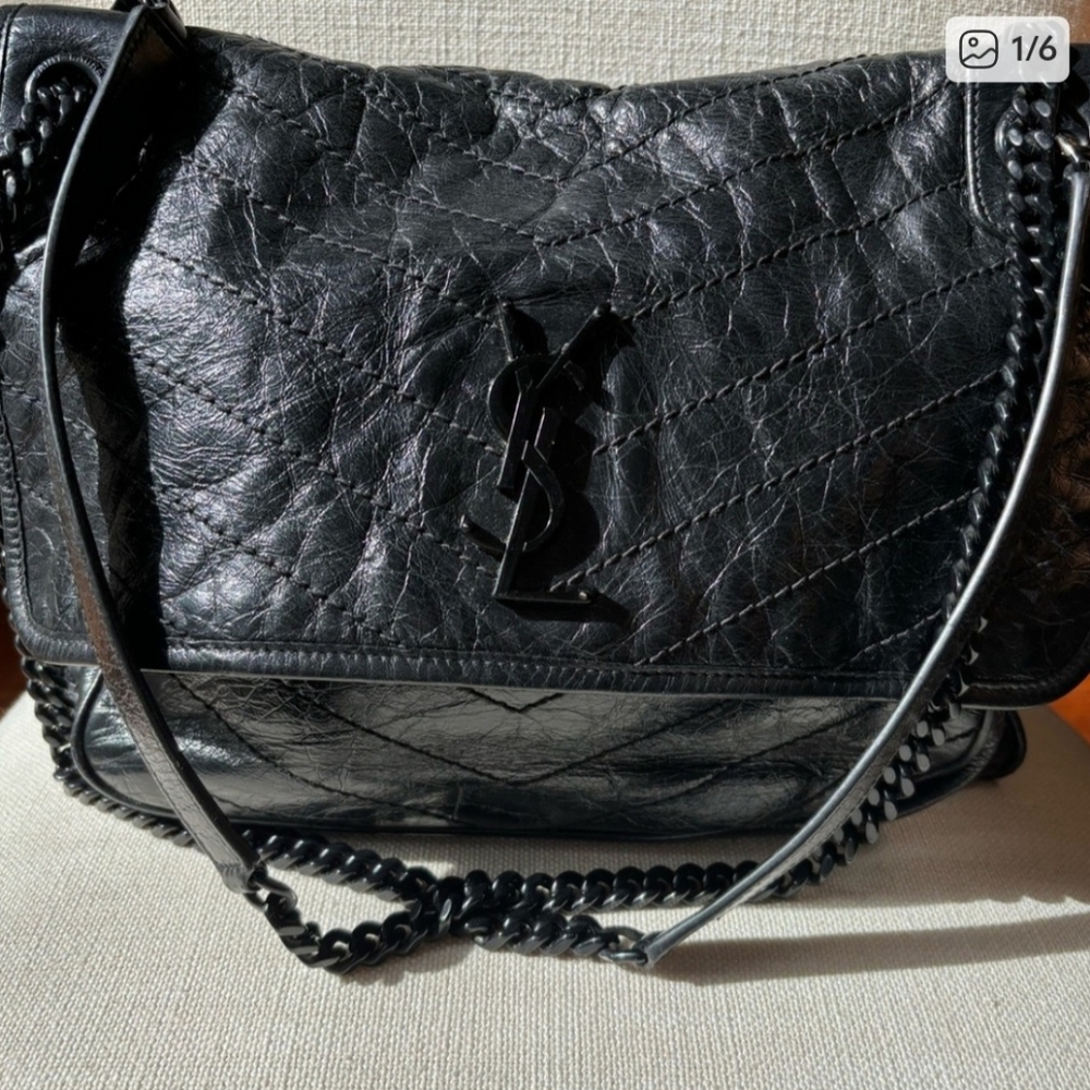 Yves Saint Laurent Black Quilted Leather Shoulder Bag Nikki
